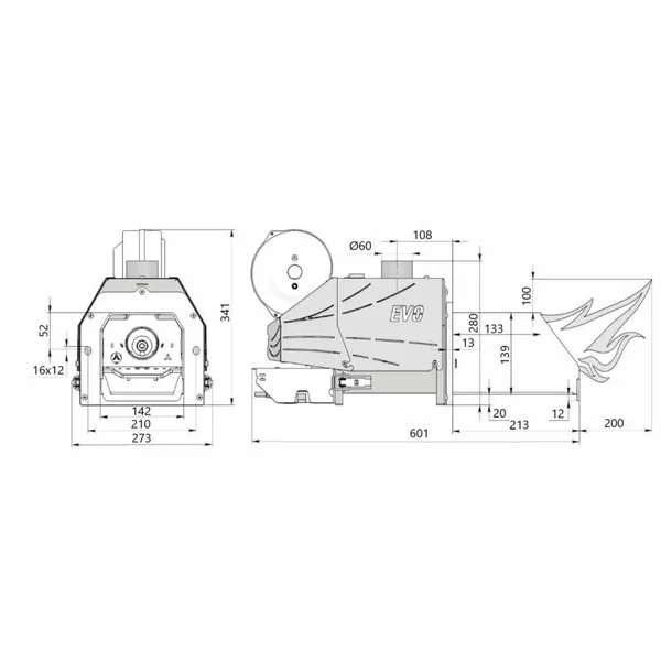 Пеллетная горелка Thermo Alliance EVO 30 кВт, комплект со шнеком 1.5 м и контроллером (TAEVO-30SET)