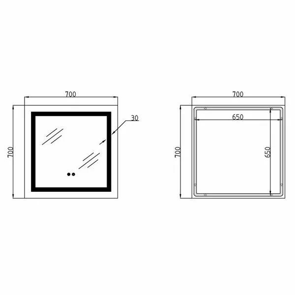 Дзеркало Lidz Kubis сенсорне з LED-підсвічуванням, антизапотіванням та димером (LDKU70070049287)