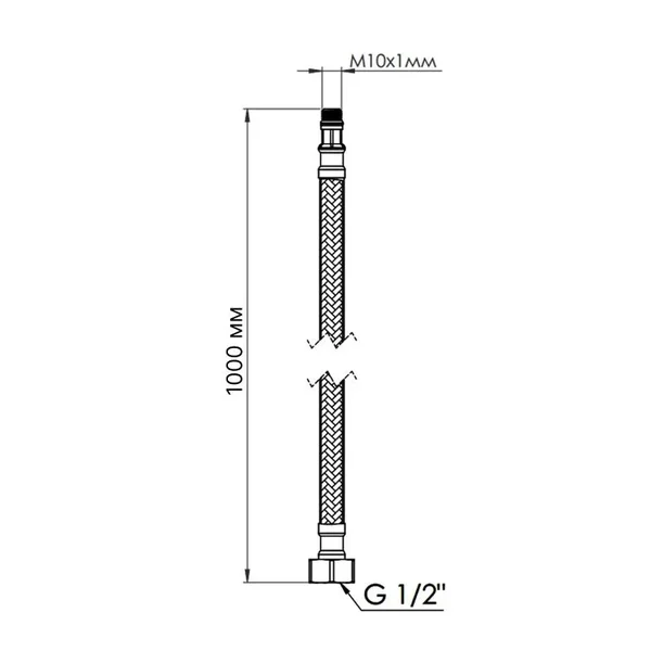 Гнучка підводка для змішувача Thermo Alliance Forte TAF387W100 нержавіюча 100 см, гайка-голка М10х1/2 (TAF387W100)