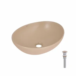 Раковина накладна Qtap Dove 415x340x140 мм, Beige, овальна, з донним клапаном QTDOV188SB49784