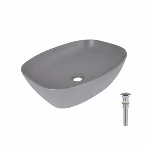 Раковина накладна Qtap Cardinal 500х380х140 мм, Stone grey, прямокутна, з донним клапаном QTCAR188SG49824