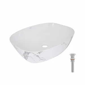 Раковина накладна Qtap Cardinal 500х380х140 мм, Marble, прямокутна, з донним клапаном QTCAR188MR49826