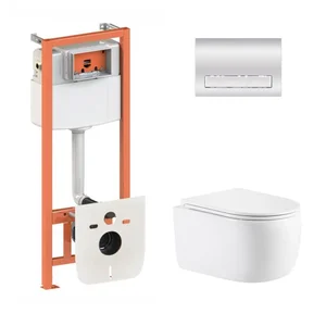 Комплект инсталляции с подвесным унитазом Qtap Nest / Taurus Ultra Quiet с хромированной линейной клавишей (QTTAU26W4911649875)