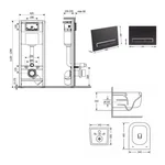 Готовое решение Qtap для ванной комнаты: подвесной унитаз Gemini Ultra Quiet 485×340×350+ комплект инсталляции Nest 4в1 (линейная клавиша Matt Black)