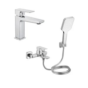 Набір змішувачів 2 в 1 Lidz Orion 001F + 006 латунний хромований для раковини та ванни з душовим гарнітуром (LDORI001FCRM4809150837)