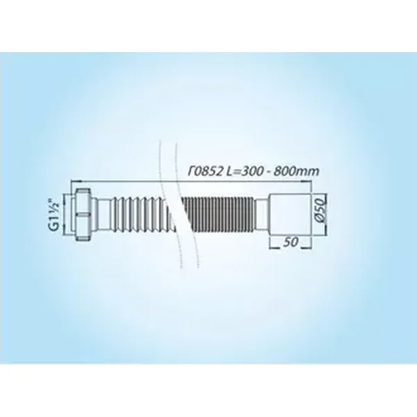 Г-0852 Гнучка трубка з гайкою 1 1/2 х 50 (300-800мм) плоск. прокладка{70}