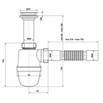 Сифон для кухонної мийки Kronoplast У-1050 1 1/2 з литим випуском Ø40 x 40/50 (SY11000043)