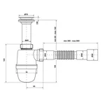 Сифон для кухонної мийки Kronoplast У-1050 1 1/2 з литим випуском Ø40 x 40/50 (SY11000043)