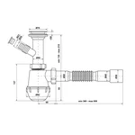 Сифон для кухонної мийки Kronoplast М-1550 1 1/2* 40 зі збільшеним корпусом і відведенням до пральної машини (SM13000043)