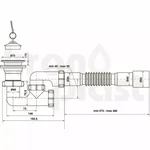 Сифон для ванни Kronoplast П-0555 1 1/2″, з ревізією та гнучкою трубкою Ø40 x 40/50 (SR14000033)