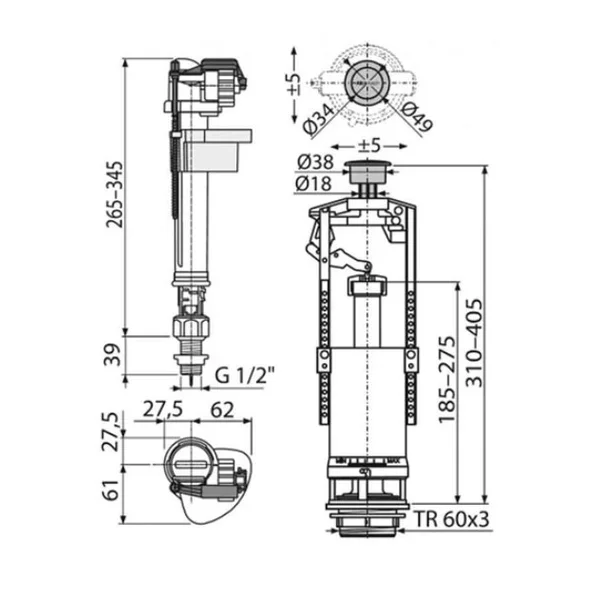 Сифон для раковины ALCA PLAST SA2000S 1/2