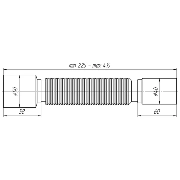 Гнучка труба ANI-plast K435, 40 x 50 - 375 (225-415 мм)