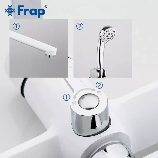 Змішувач для ванни Frap F2241, білий/хром