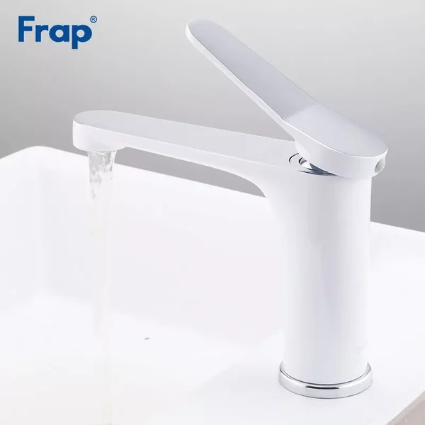 Змішувач для умивальника Frap F1045, білий/хром