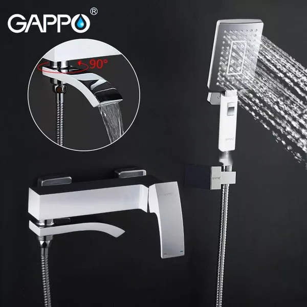 Змішувач для ванни GAPPO G3207-8, білий/хром