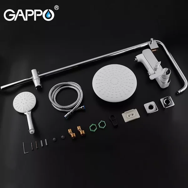 Душова система GAPPO G2402-8, вилив - перемикач на лійку, білий/хром