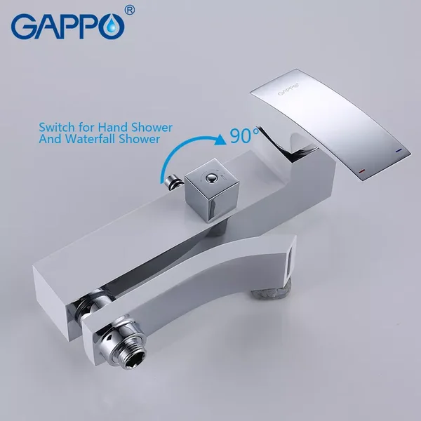 Душова система GAPPO G2407-8, вилив - перемикач на лійку, білий/хром