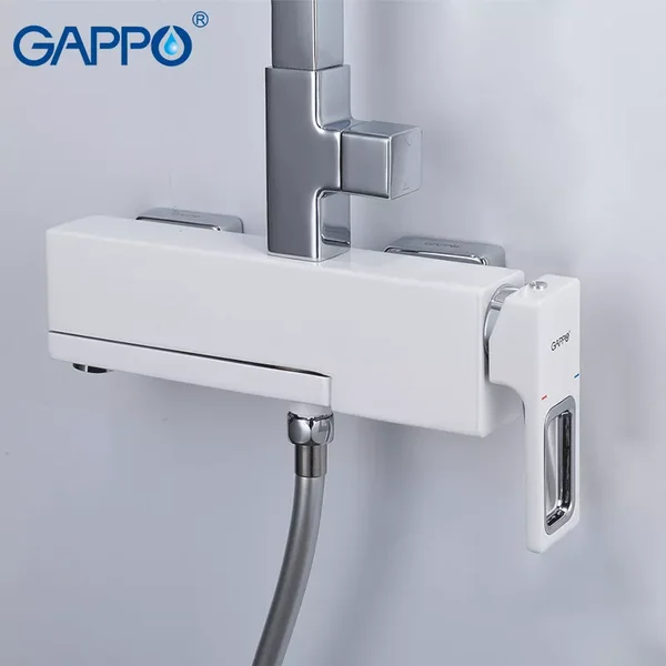Душова система GAPPO G2417-8, вилив - перемикач на лійку, білий/хром