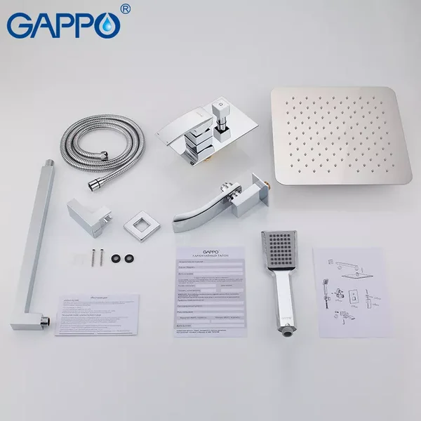 Вбудована душова система GAPPO G7107, вилив - перемикач на лійку, 3-функції, хром