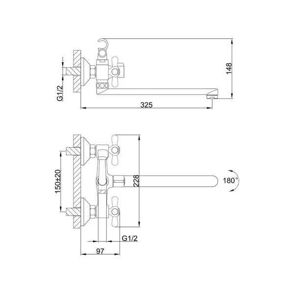 Змішувач для ванни Frap F2225, хром