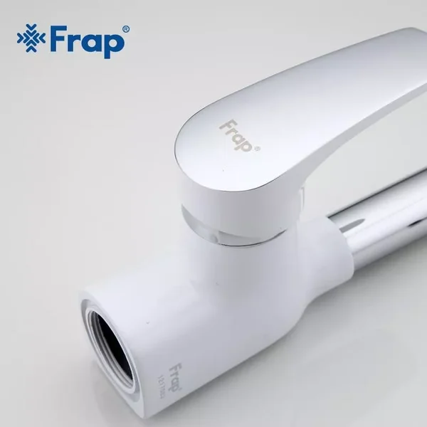 Змішувач для кухні Frap F4453-03 з гнучким виливом, білий/хром