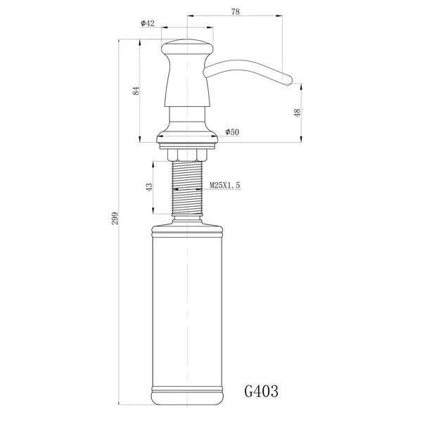 Дозатор для миючого засобу GAPPO G403, що вбудовується в мийку, латунь/пластик, хром 300 мл