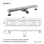 Трап для душу GAPPO G85007-1, 70х500 мм, нержавіюча сталь