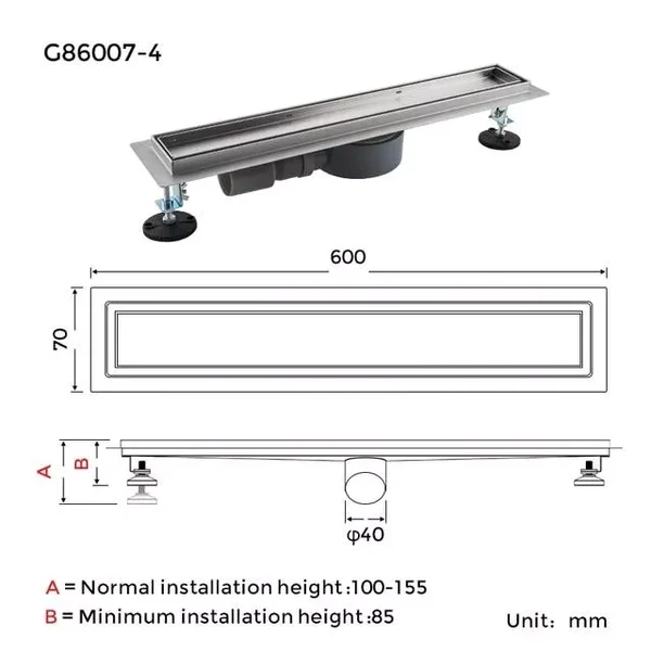 Душевой трап GAPPO G86007-4 из нержавеющей стали с сухим затвором (1037693)