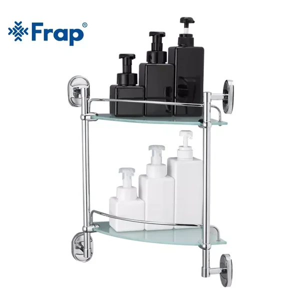 Полиця кутова Frap F1907-2 скляна двоярусна 290×290 мм (1037728)