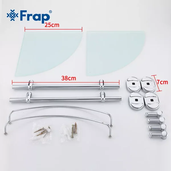 Полиця кутова Frap F1907-2 скляна двоярусна 290×290 мм (1037728)