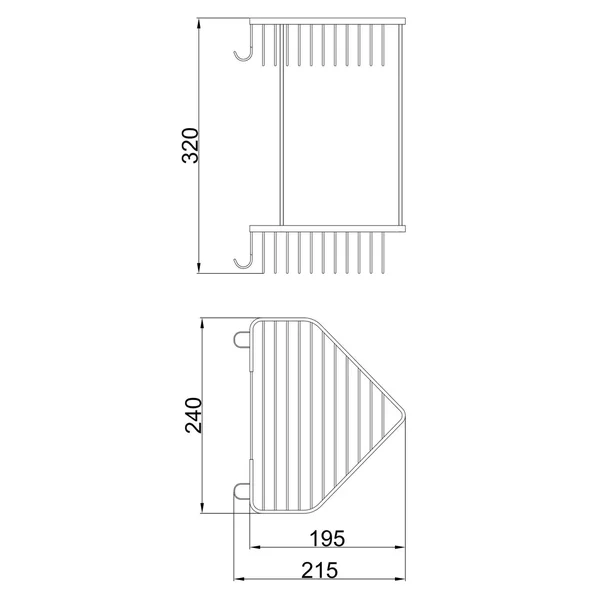 Полиця кутова Frap F335-1, 2-х ярусна, 240х320 мм, хром