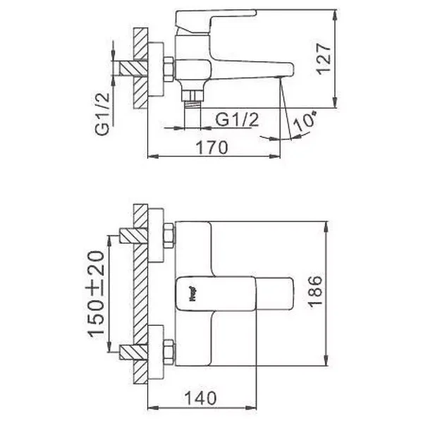 Змішувач для ванни Frap F3260, хром