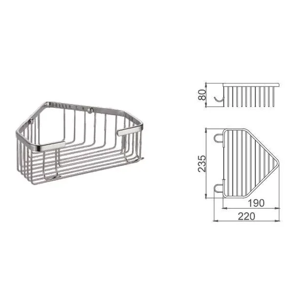 Полиця кутова Frap F351, 240х80 мм, нержавіюча сталь, хром
