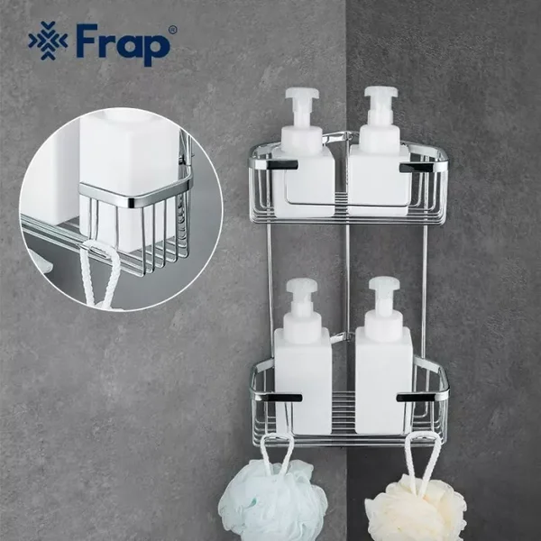Полиця кутова Frap F351-1, 2-х ярусна, 240х320 мм, хром