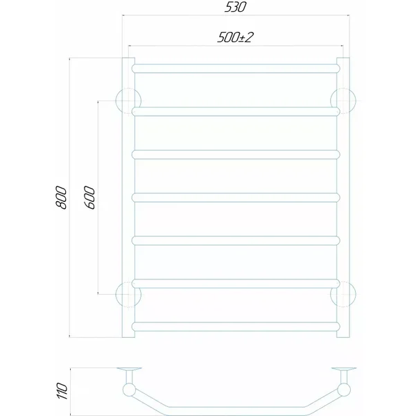 Рушникосушарка електрична Deffi Трапеція 500x800 лівий, 80 Вт, чорний