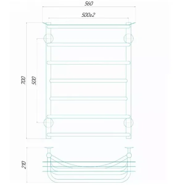 Рушникосушарка електрична Deffi Юність 500x700 правий, 120 Вт, хром