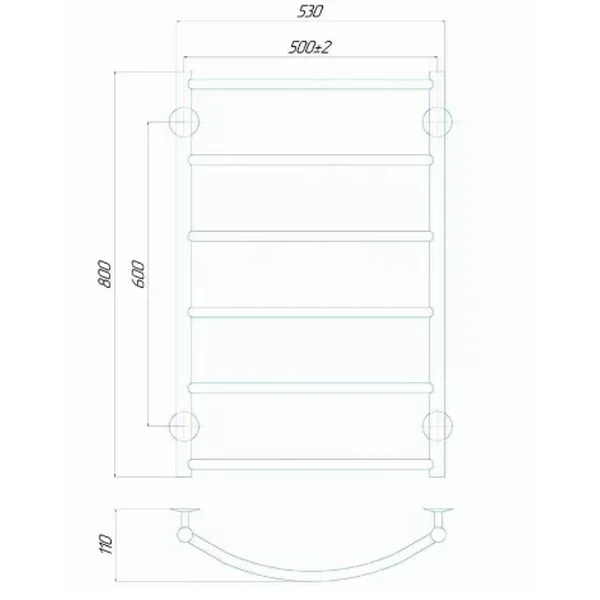 Рушникосушарка електрична Deffi Класик 500x800 правий, 110 Вт, хром