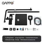 Душова система GAPPO G2417-6, вилив - перемикач на лійку, чорний