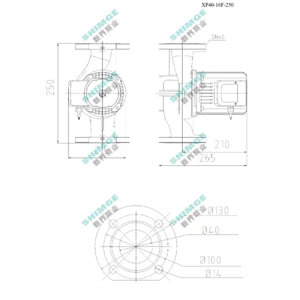 Циркуляційний насос SHIMGE XP40-16F-250, фланець, Qmax 250л/хв, 1,0 кВт