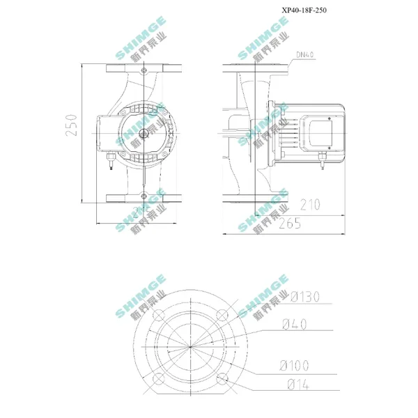 Циркуляційний насос SHIMGE XP40-18F-250, фланець, Qmax 250л/хв, 1,3 кВт