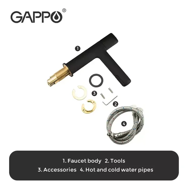 Змішувач для умивальника GAPPO G1052-86, чорний