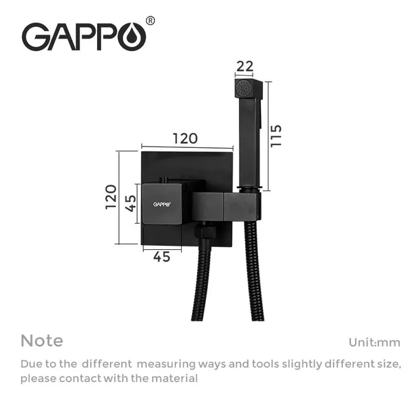 Гігієнічний душ GAPPO G7207-60 із термостатом, чорний