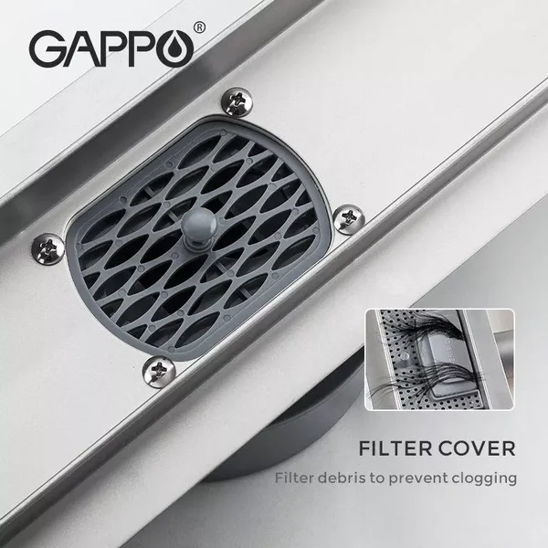 Душовий канал під плитку GAPPO G84007-4, 70х400 мм, нержавіюча сталь