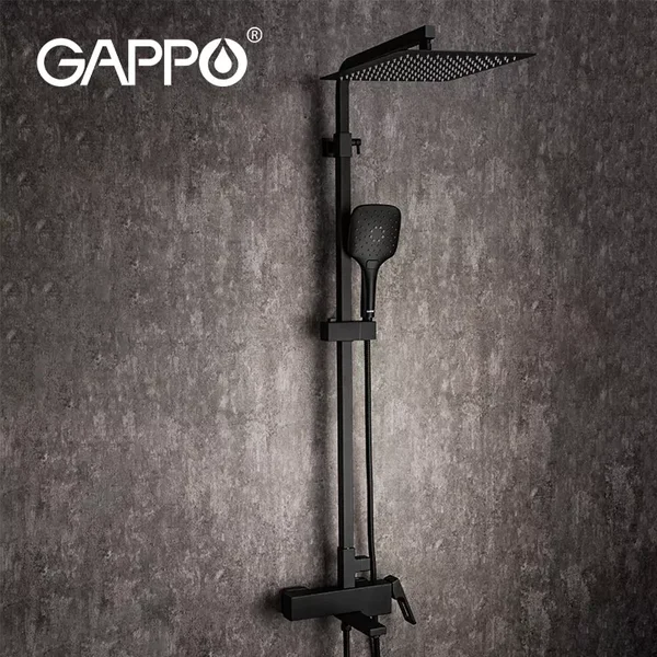 Душова система GAPPO G2417-60 термостат, вилив - перемикач на лійку, чорний