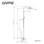 Душова система GAPPO G2417-9, вилив - перемикач на лійку, збройова сталь