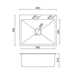 Кухонна мийка GAPPO GS6050-6  накладна 600x500 мм, нержавіюча сталь, поверхня PVD