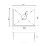 Кухонна мийка GAPPO GS5040-6 інтегрована 500x400 мм, нержавіюча сталь, поверхня PVD