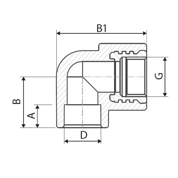 Кутник 90° PP-r з внутрішньою різьбою ITAL 25 мм x 3/4
