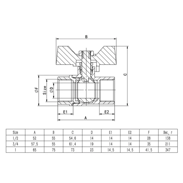Кран кульовий ITAL PN40 1