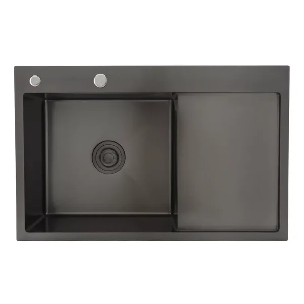 Кухонна мийка GAPPO GS7850-6L накладна 780x500 мм, поверхня PVD, чаша лівая